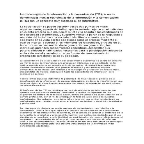 Socializacion de las tics
