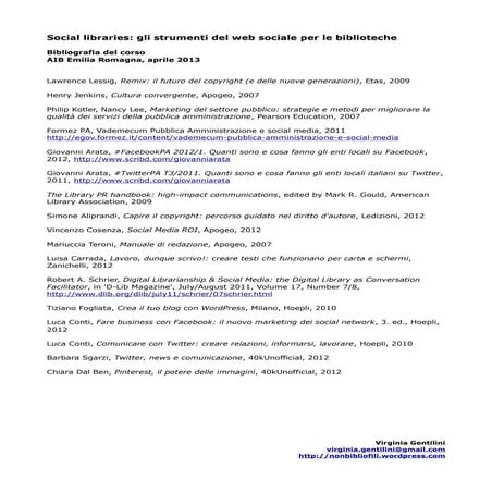 Social libraries aprile 2013_bibliografia