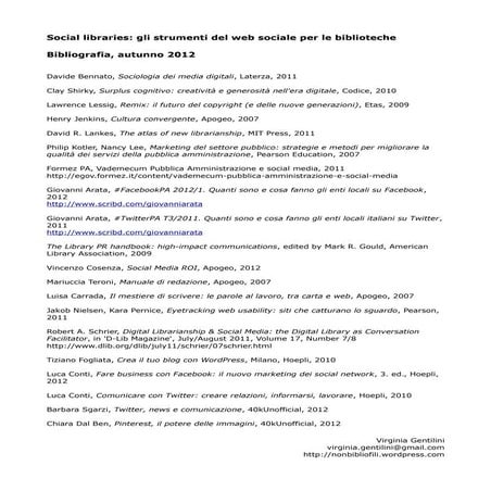 Social libraries bibliografia autunno_2012