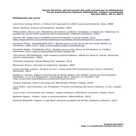 Social libraries bibliografia autunno2013