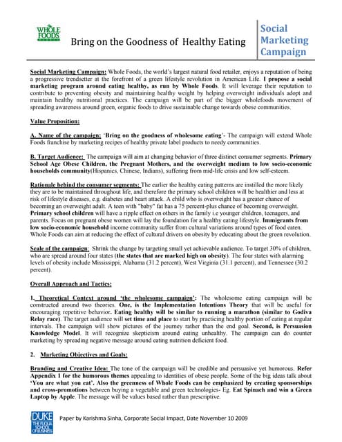 Social marketing campaign  Whole Foods