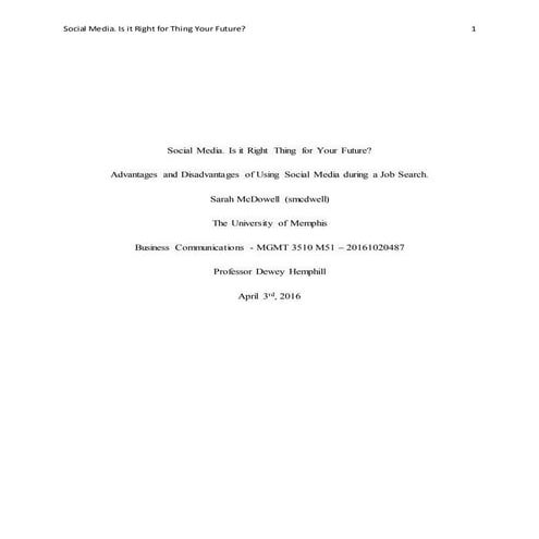 Social Media Project Microsoft Word  