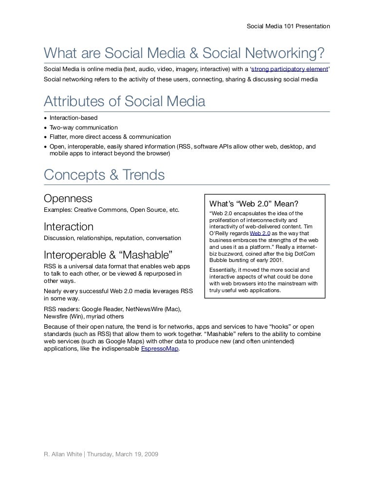 Social Media 101 Outline