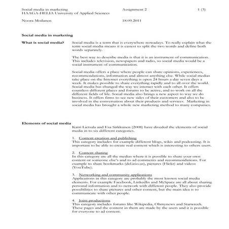 Social media marketing; Assignment 2 | DOC