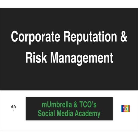 Corporate reputation and risk management: mUmBRELLA and TCO Social Media 