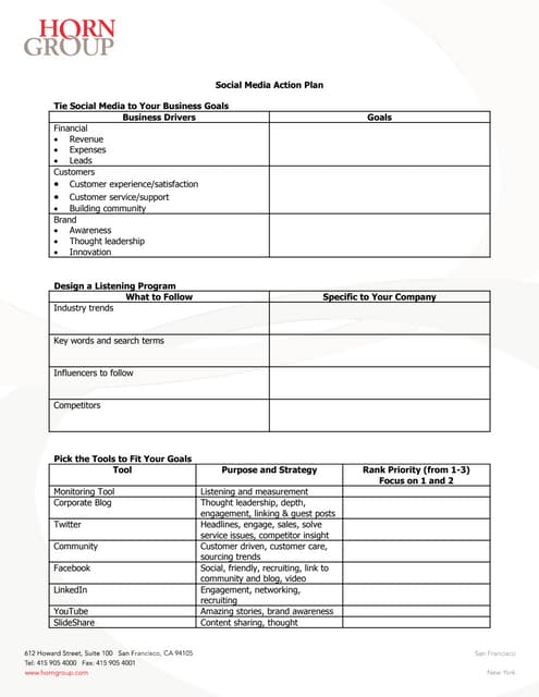 Social Media Action Plan Template