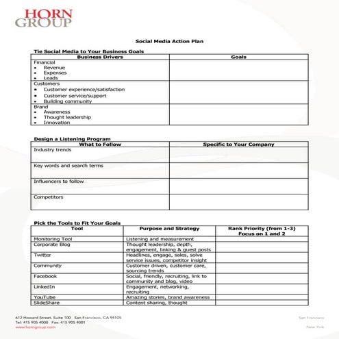 Social Media Action Plan Template