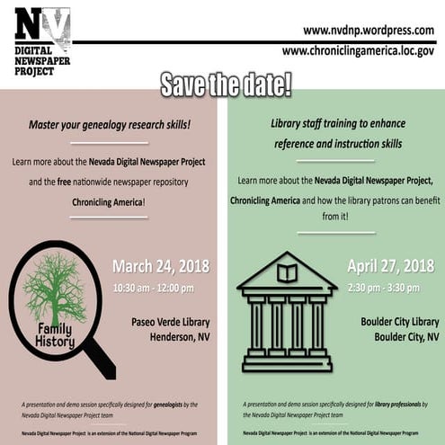Nevada Digital Newspaper Project | Upcoming events