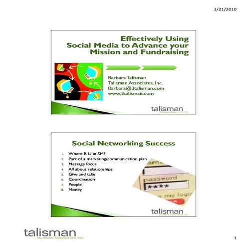 Effective & Efficiently Using Social Media to Advance your Mission
