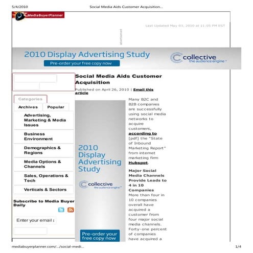 Social media aids customer acquisition   media buyerplanner