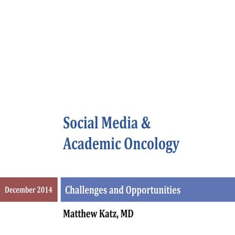 Social Media and Academic Oncology