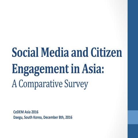 Social media and citizen engagement in asia  skoric