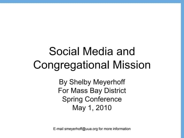 Social Media and Congregational Mis...