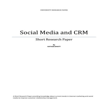 Social Media and CRM - Short Paper