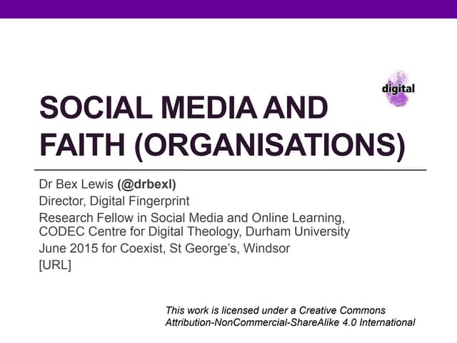 Social Media and Faith Organisations