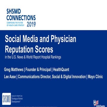 Social Media and Hospital Reputation