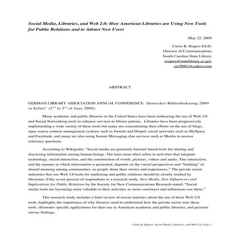 Social Media, Libraries, and Web 2.0: How American Libraries are Using New To...