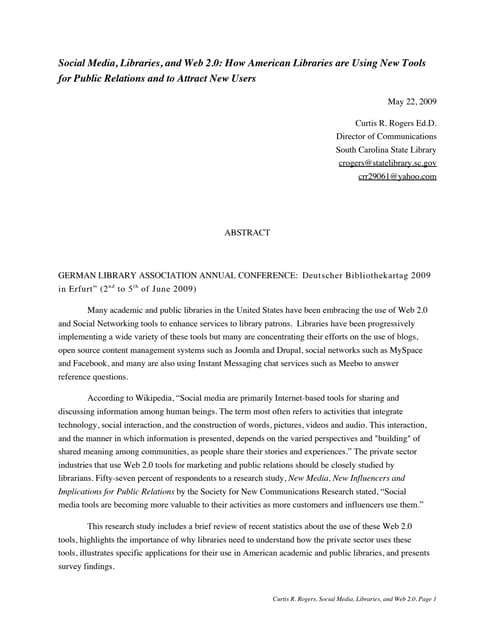 Social Media, Libraries, and Web 2.0: How American Libraries are Using New To...