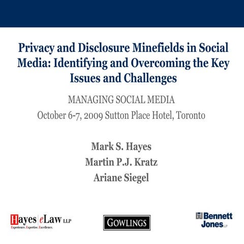 Social Media And Privacy October 9 2009