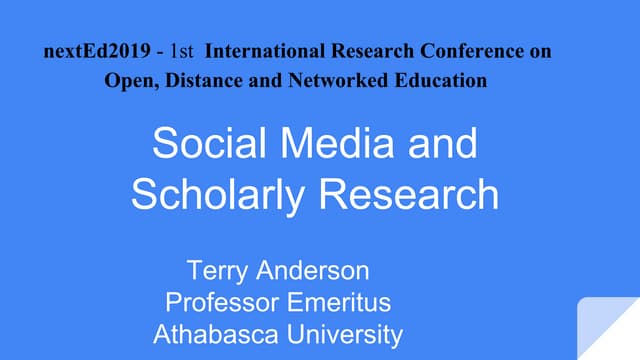 Social media and scholarly research