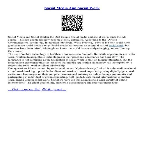 Social Media And Social Work