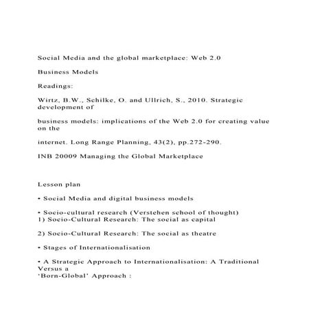 Social Media and the global marketplace Web 2.0 Business .docx