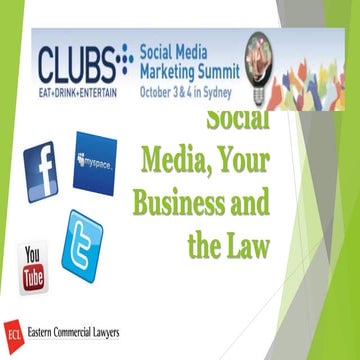 Social Media, Your Business and the Law