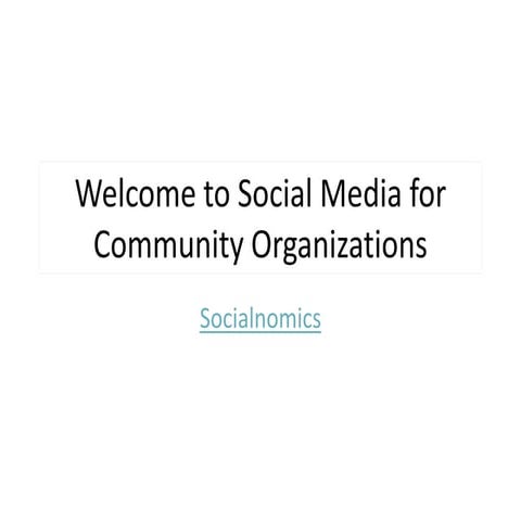 Social Media And Your Community Organization
