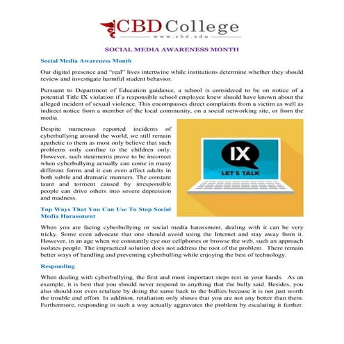 SOCIAL MEDIA AWARENESS MONTH | PDF