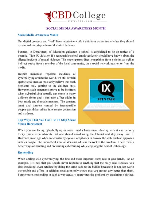 SOCIAL MEDIA AWARENESS MONTH | PDF