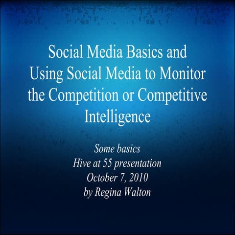 Social Media Basics and Using Social Media to Monitor the Competition or Competitive Intelligence