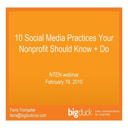 10 Social Media Practices Your Nonprofit Should Know + Do