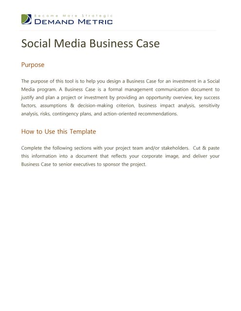 Social Media Business Case 