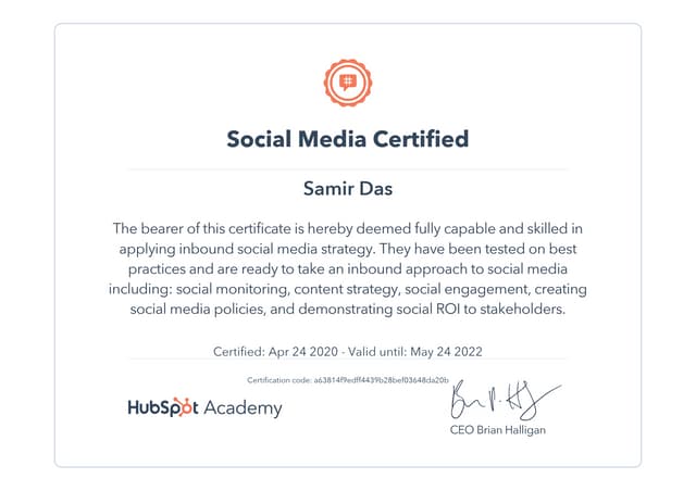 Social Media Certification (HubSpot) PPT Social Media Certification (HubSpot) PPT