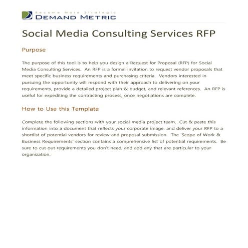 Social Media Consulting Services RFP