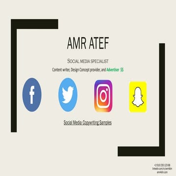 Social media content and copywriting portfolio - Amr Atef Amr4DM