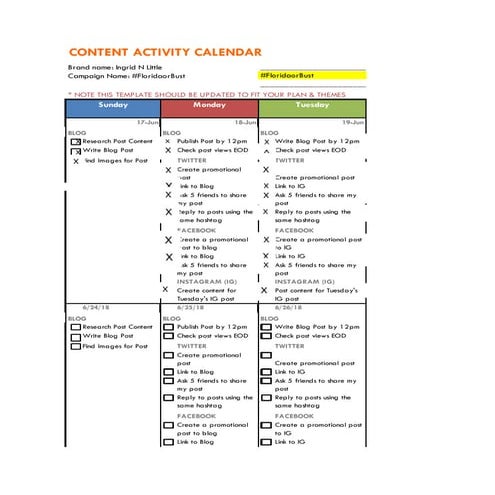 Social Media Content Plan 