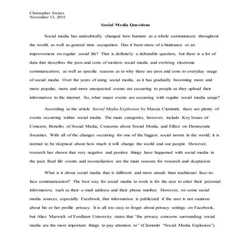 Social media debate research paper