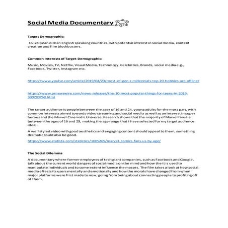 Social media documentary info