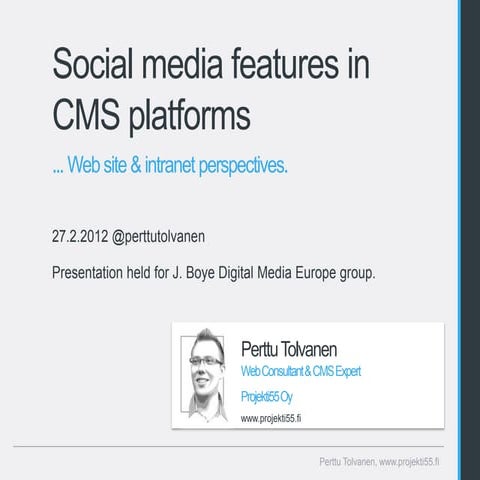 Social Media Features in CMS Platforms 2012