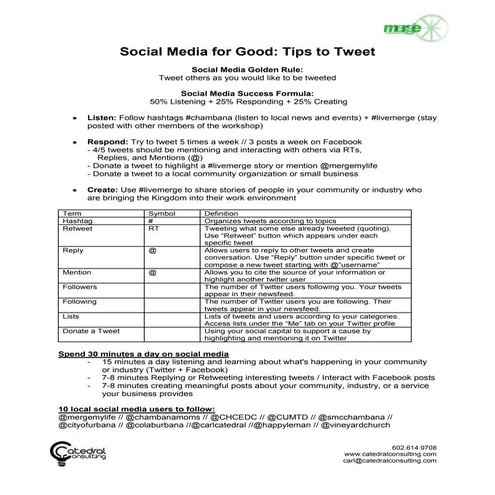 Social Media for Good Worksheet