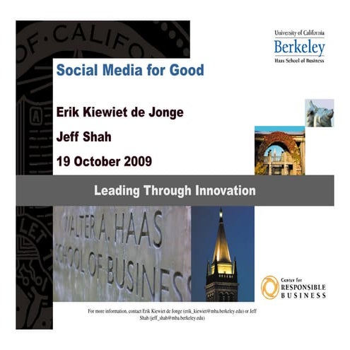 Social Media For Good 19 Oct 2009