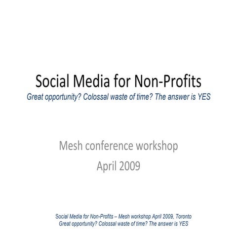 Social Media for Non-Profits Workshop