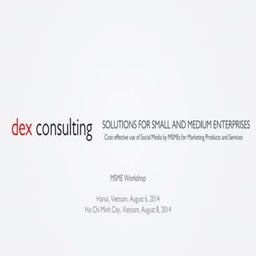 Social Media for Small and Medium Enterprises