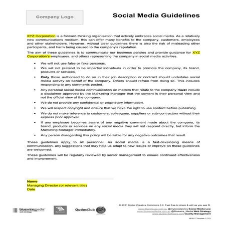 Social Media Policy and Guidelines | PDF