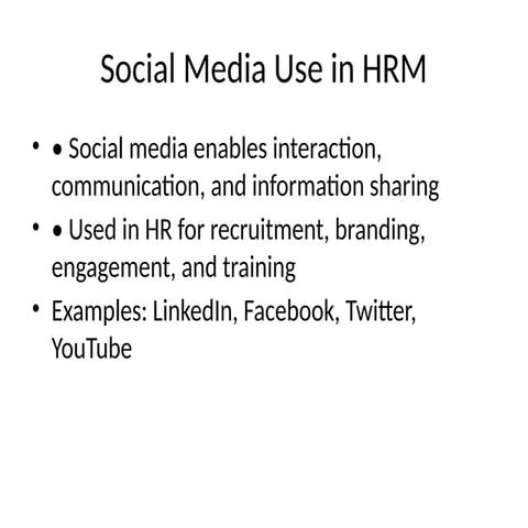 Leveraging Social Media for Effective HR Management and Recruitment | PPTX