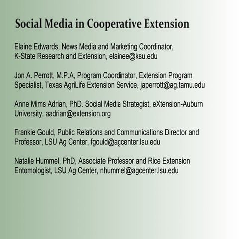 Social Media in Cooperative Extension