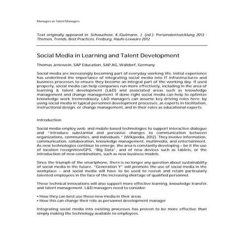 Social Media in Learning and Talent Development