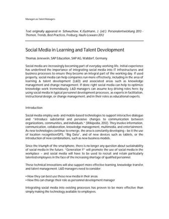 Social Media in Learning and Talent Development