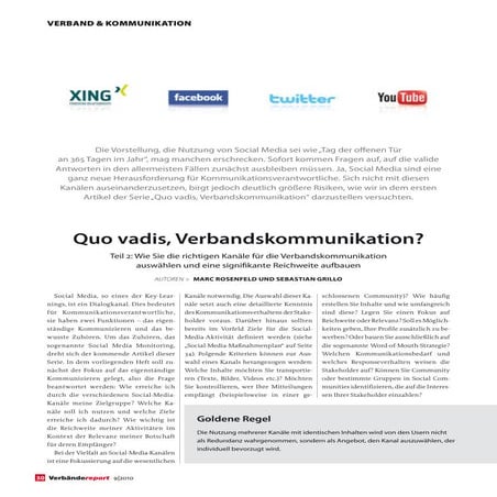 Social media in der verbandskommunikation im verbändereport 09 2010